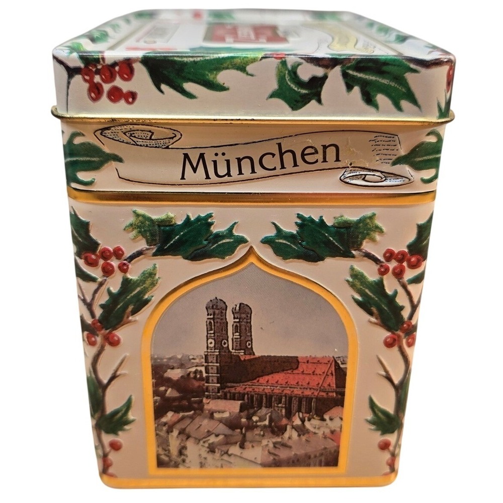 Lambertz Vintage Christmas Metal Tin with Music Box - Plays‎ "White Christmas"